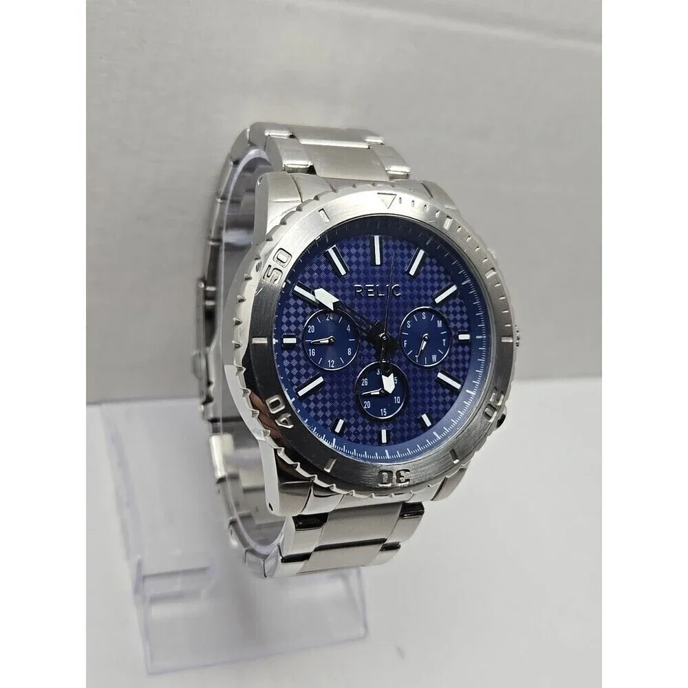 Mens Relic by Fossil Jordan Watch ZR15805 Blue Dial Multifunction New Battery
